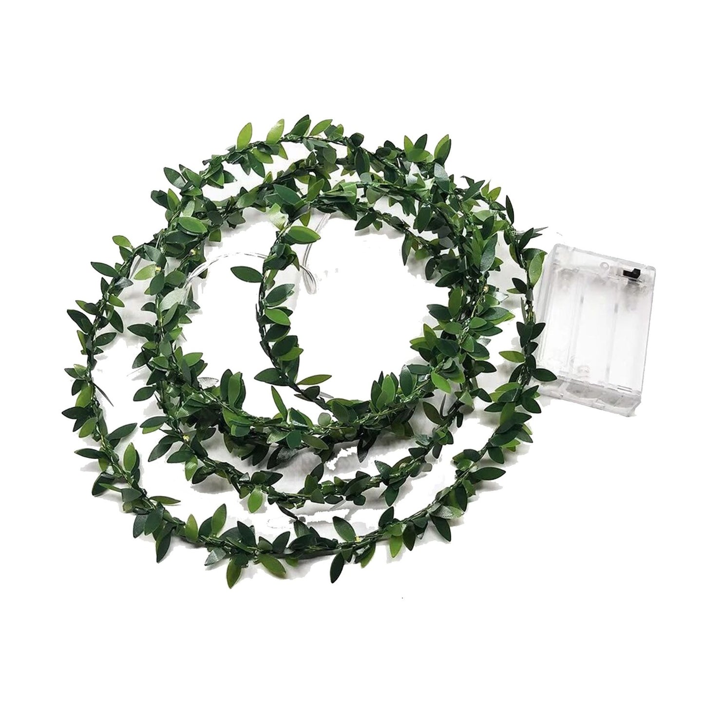 Leaf rattan light string illuminating outdoor space
