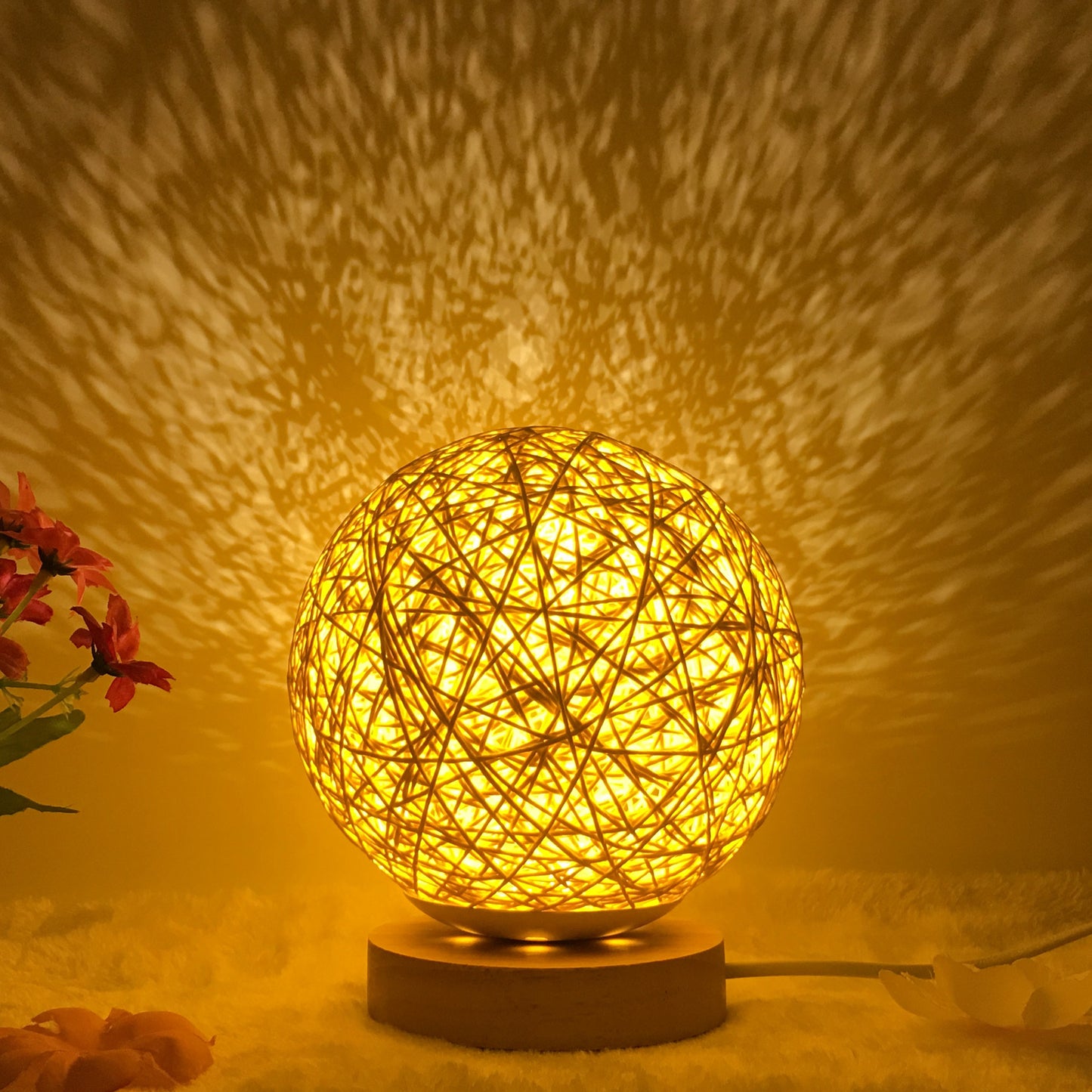 Innovative linen table lamp with remote-controlled LED RGB.