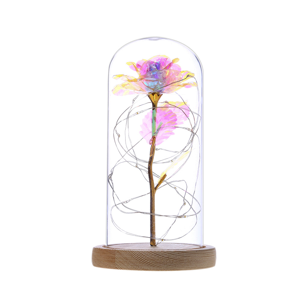 Enchanting LED glass light with eternal rose for Christmas