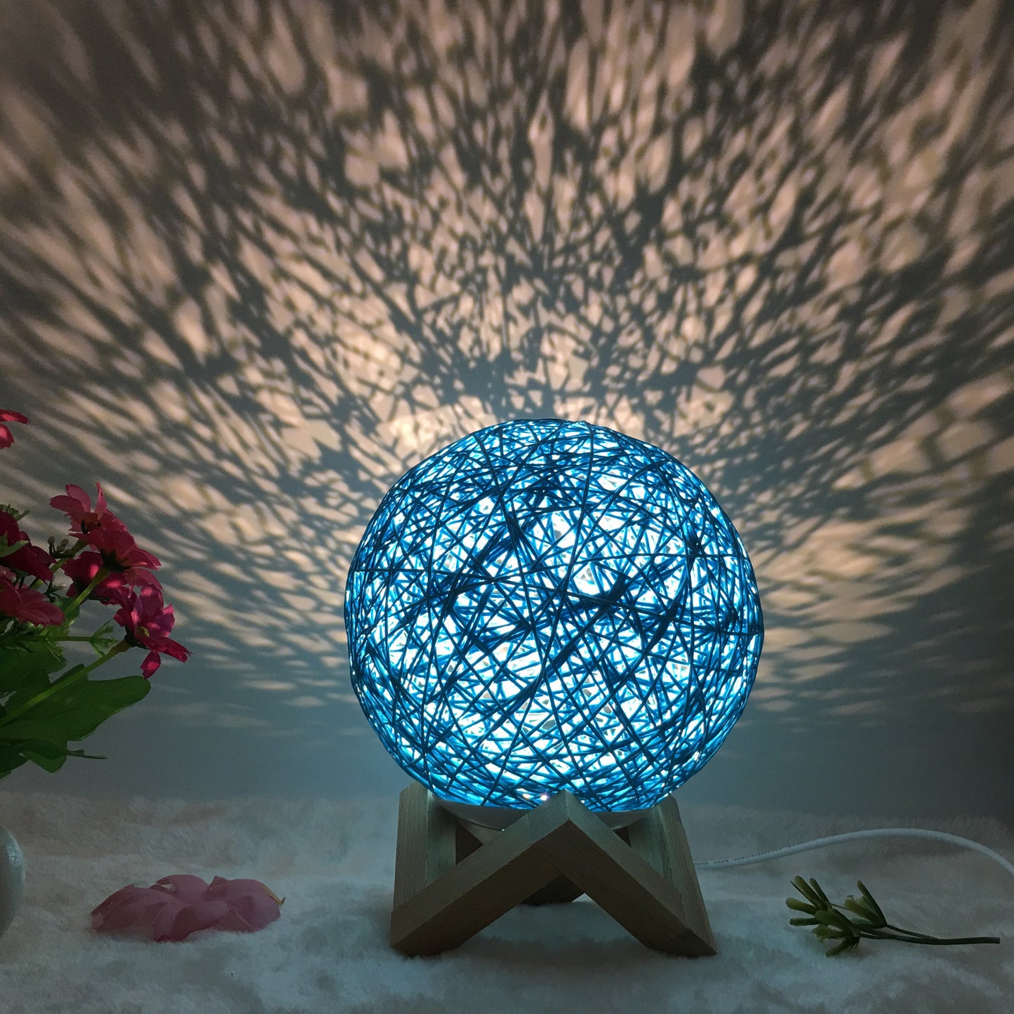 Innovative linen table lamp with remote-controlled LED RGB.