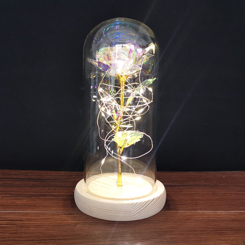 Enchanting LED glass light with eternal rose for Christmas