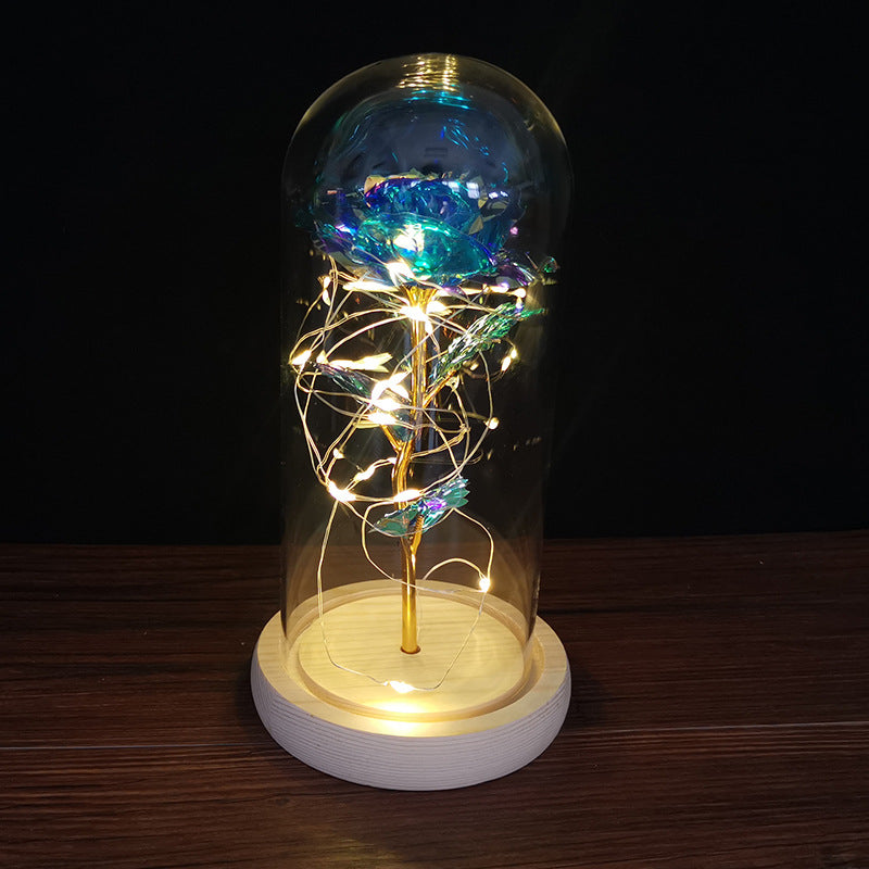 Enchanting LED glass light with eternal rose for Christmas