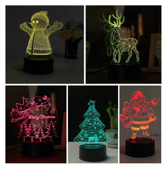 Christmas 3D Lamp - A holiday-themed lamp in 3D design, perfect for adding festive charm and illumination to your Christmas festivities.