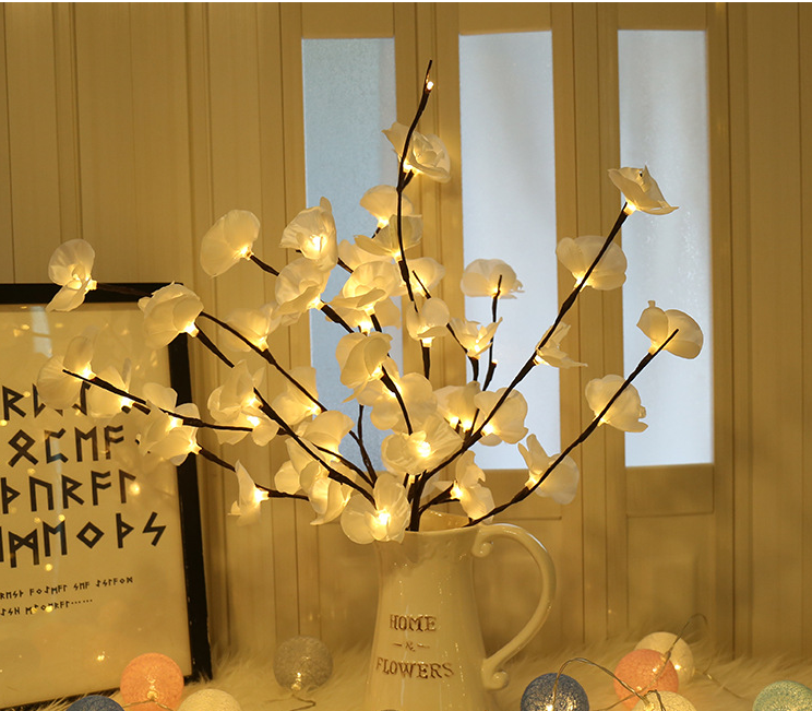 Branch Light adorned with delicate Phalaenopsis flowers.