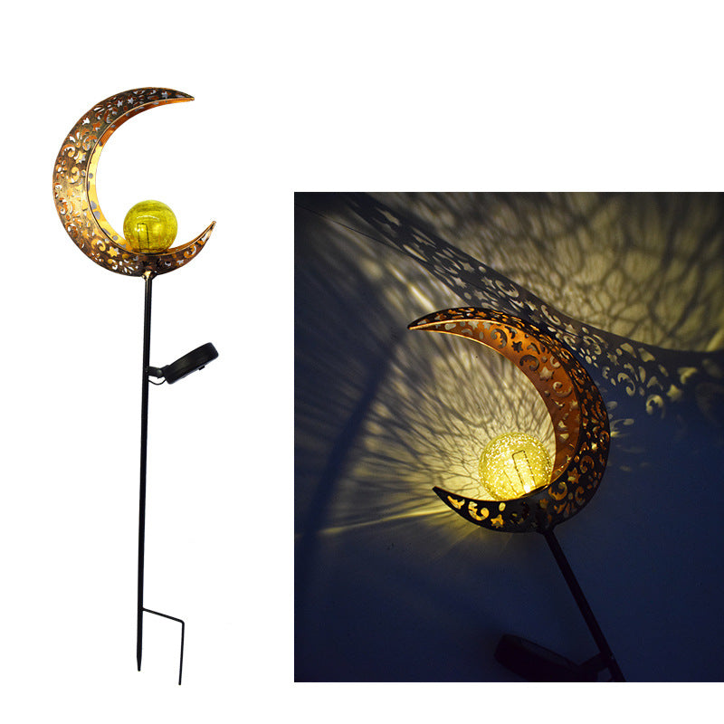 Retro Solar Lawn Lamp casting intricate projection