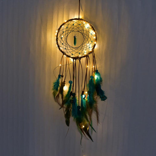 Turquoise Dream Catcher - A stylish and intricate dream catcher in vibrant turquoise, symbolizing protection and beauty, perfect for adding elegance to your decor.