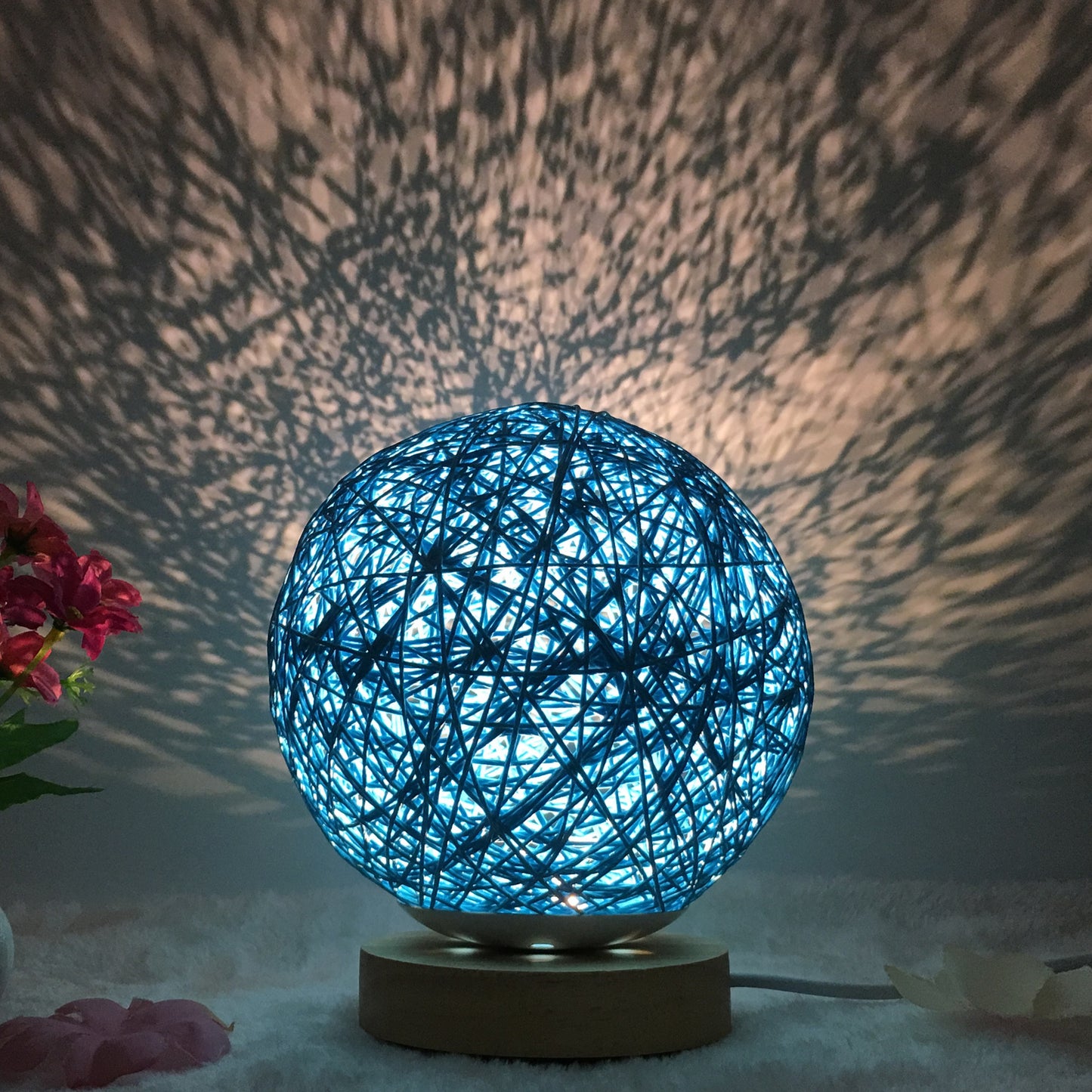 Innovative linen table lamp with remote-controlled LED RGB.