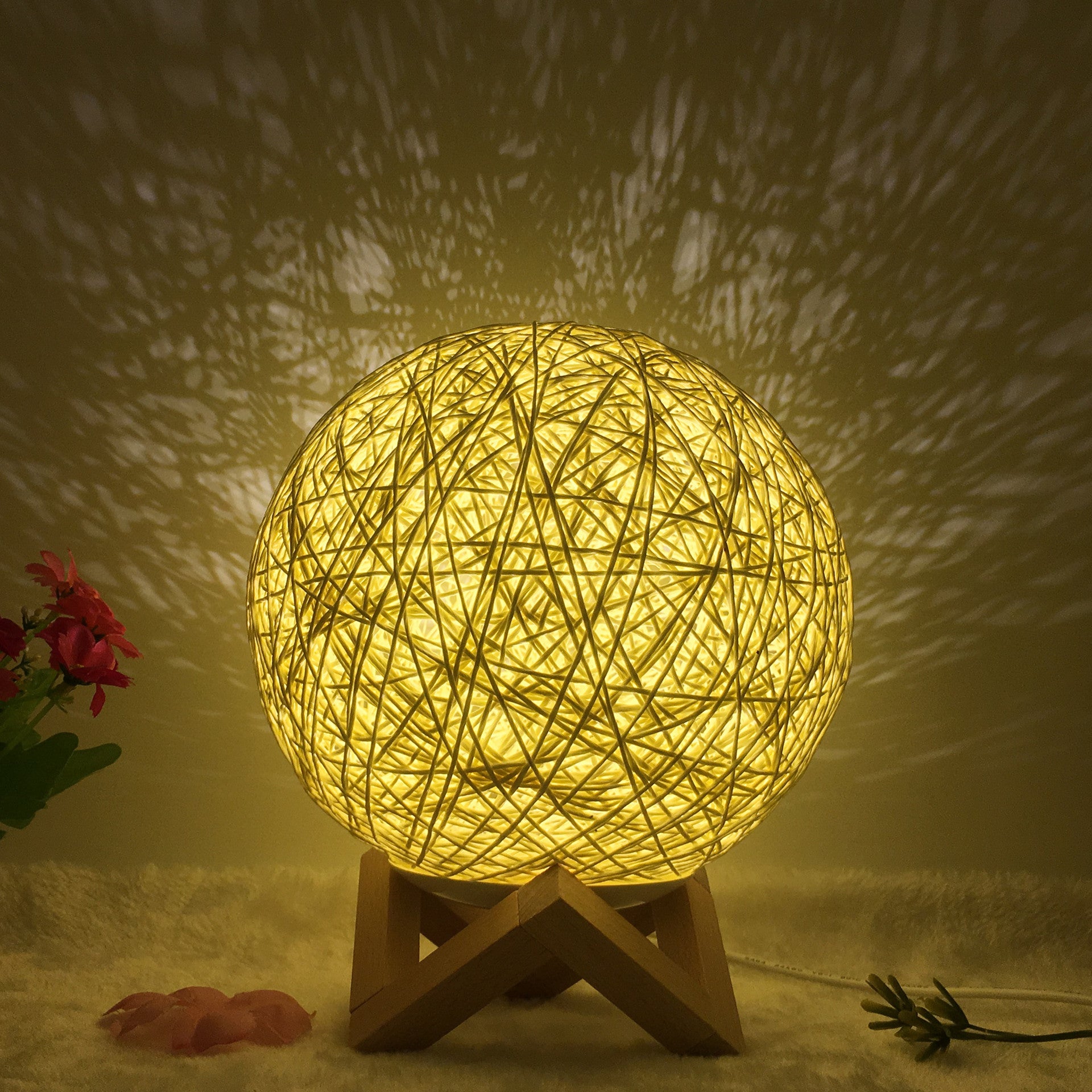Innovative linen table lamp with remote-controlled LED RGB.