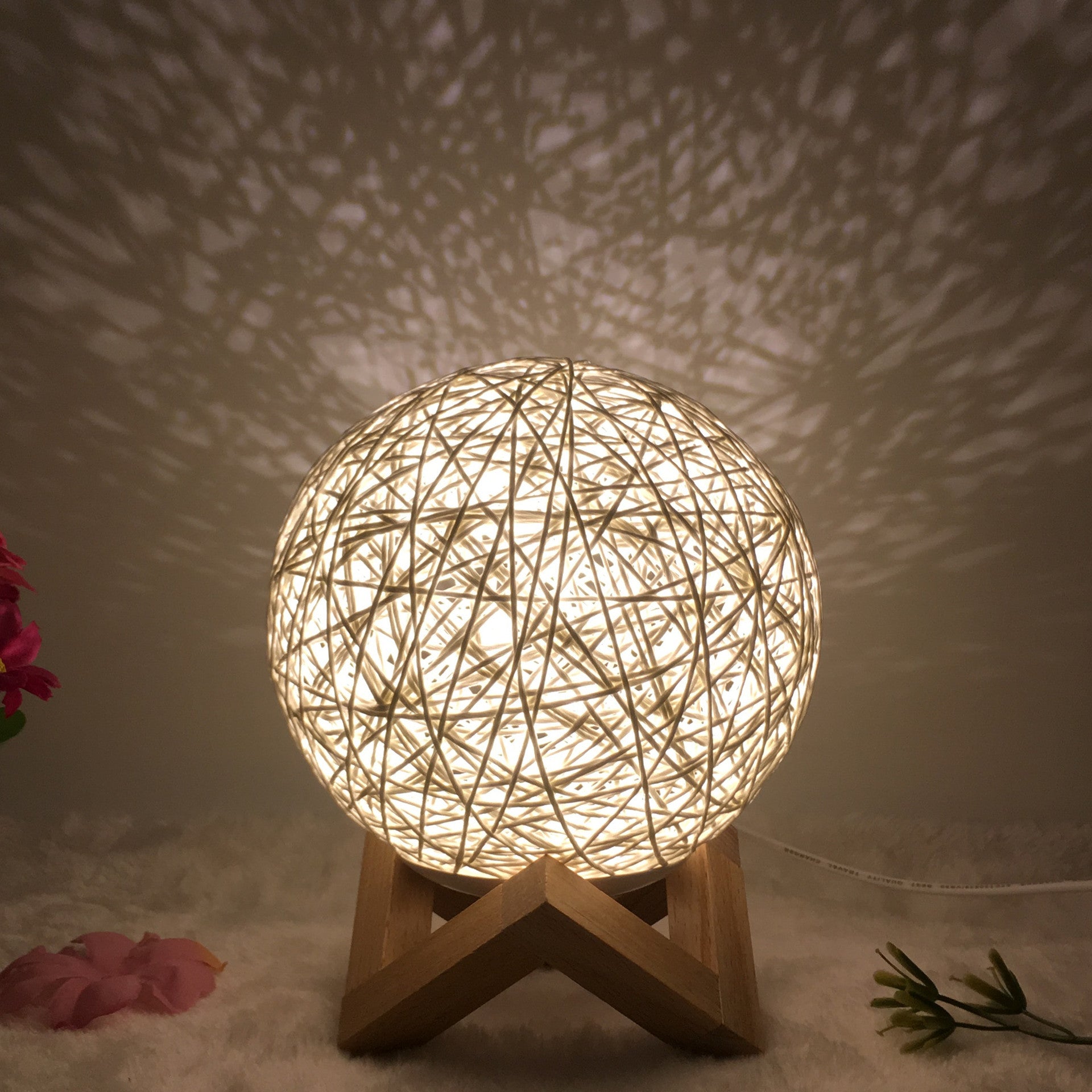 Innovative linen table lamp with remote-controlled LED RGB.