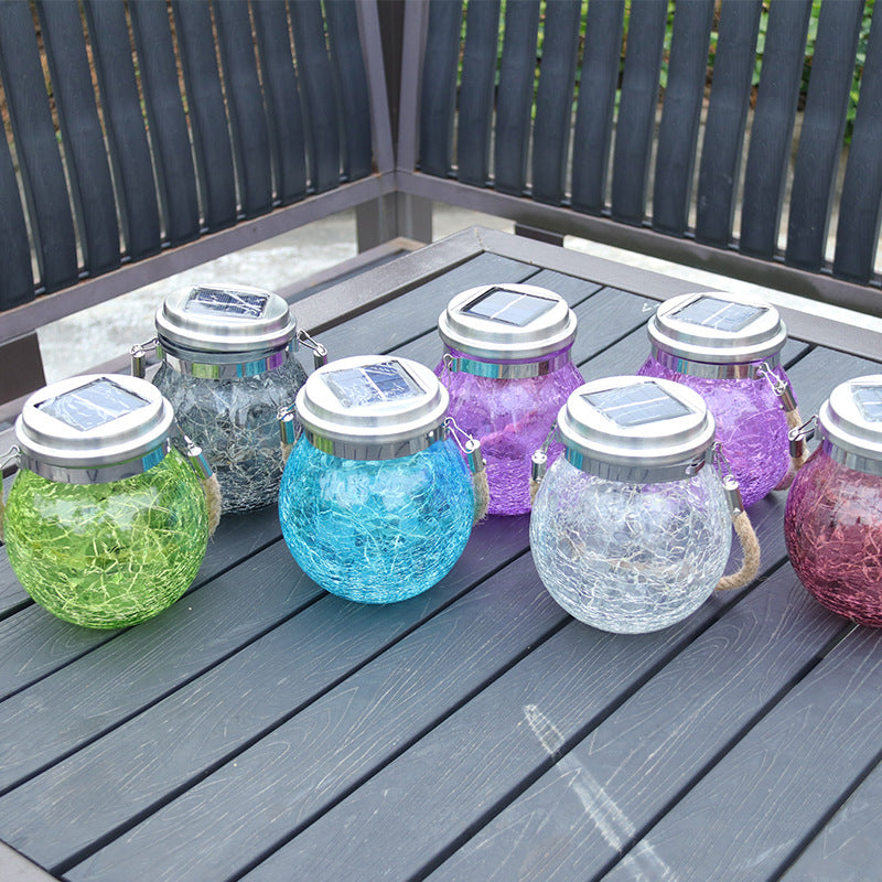 Crackle glass solar lights radiating enchanting glow