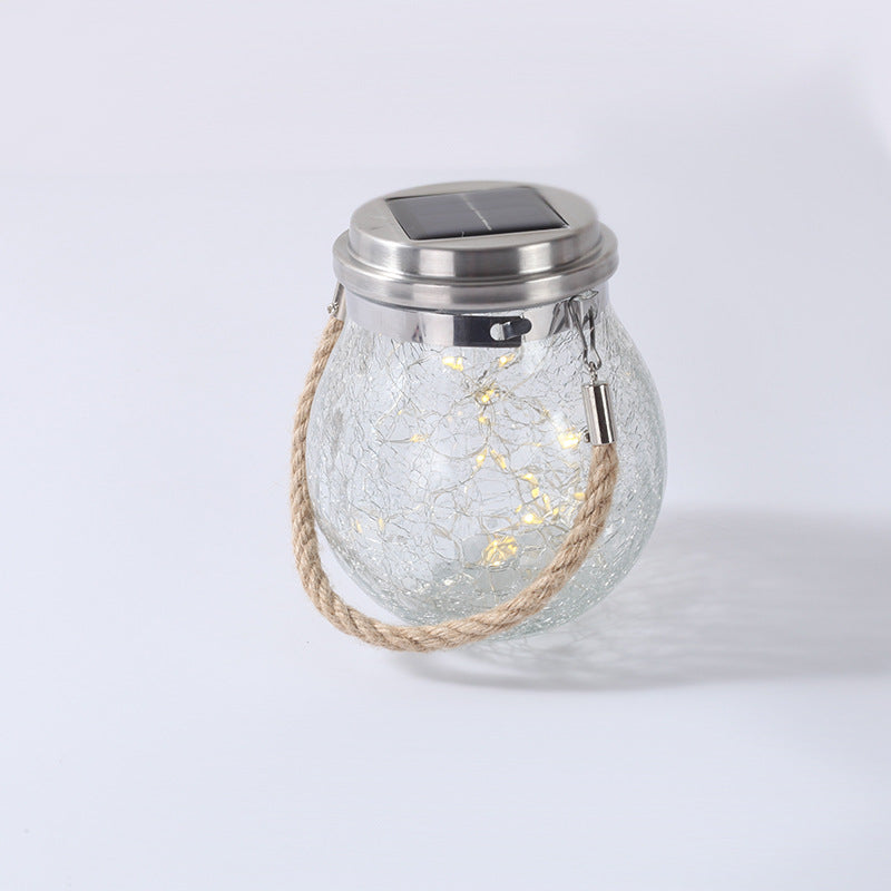 Crackle glass solar lights radiating enchanting glow